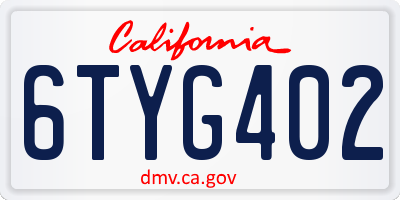 CA license plate 6TYG402