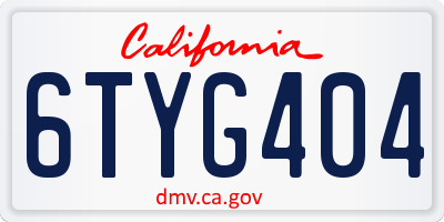 CA license plate 6TYG404