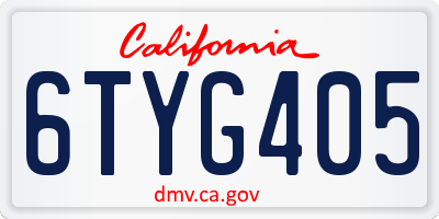 CA license plate 6TYG405