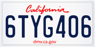 CA license plate 6TYG406
