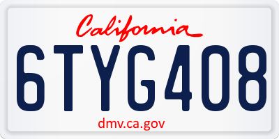 CA license plate 6TYG408