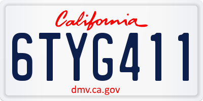CA license plate 6TYG411