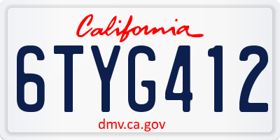 CA license plate 6TYG412