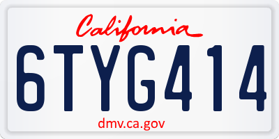 CA license plate 6TYG414