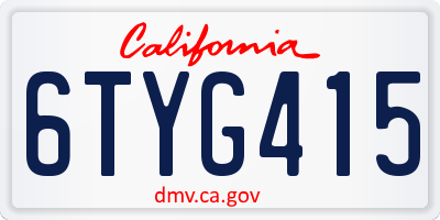 CA license plate 6TYG415