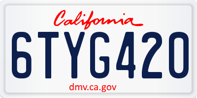 CA license plate 6TYG420