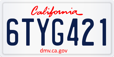 CA license plate 6TYG421