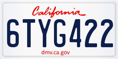 CA license plate 6TYG422