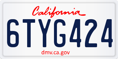 CA license plate 6TYG424