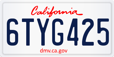 CA license plate 6TYG425