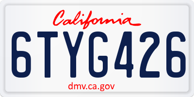 CA license plate 6TYG426