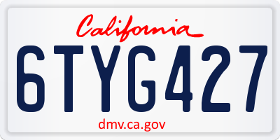 CA license plate 6TYG427