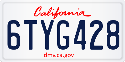 CA license plate 6TYG428