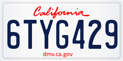 CA license plate 6TYG429