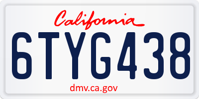 CA license plate 6TYG438