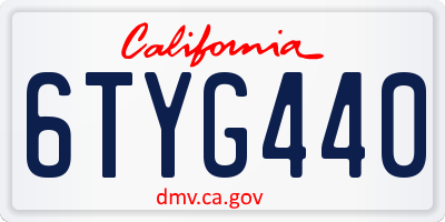 CA license plate 6TYG440