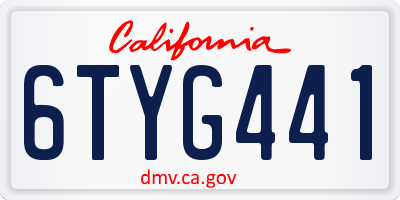 CA license plate 6TYG441