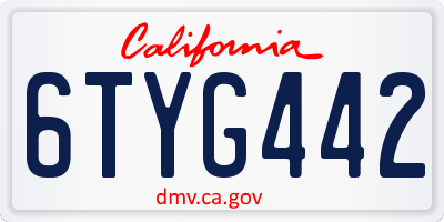 CA license plate 6TYG442