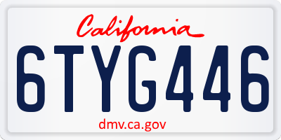 CA license plate 6TYG446