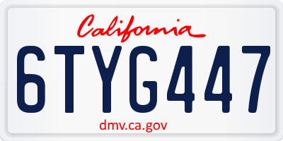 CA license plate 6TYG447