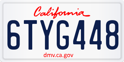 CA license plate 6TYG448