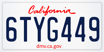 CA license plate 6TYG449