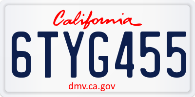 CA license plate 6TYG455