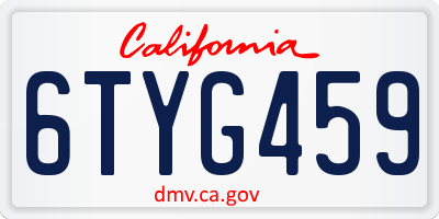 CA license plate 6TYG459
