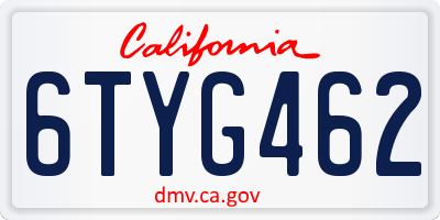 CA license plate 6TYG462