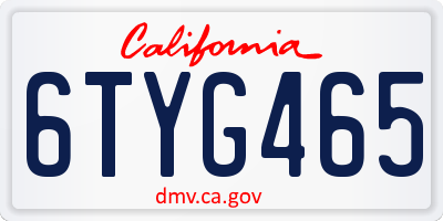 CA license plate 6TYG465