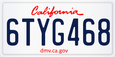CA license plate 6TYG468
