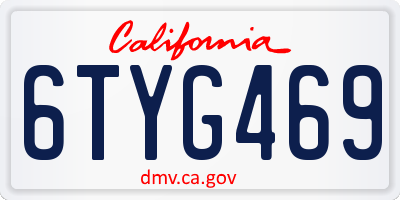 CA license plate 6TYG469