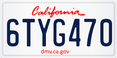CA license plate 6TYG470