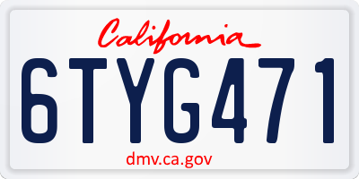 CA license plate 6TYG471