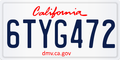 CA license plate 6TYG472
