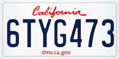 CA license plate 6TYG473