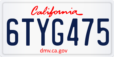 CA license plate 6TYG475