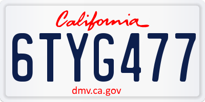 CA license plate 6TYG477