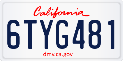 CA license plate 6TYG481