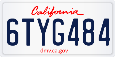 CA license plate 6TYG484