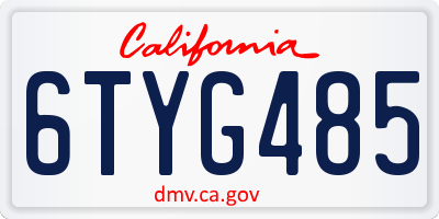 CA license plate 6TYG485