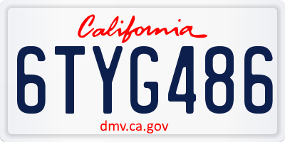 CA license plate 6TYG486