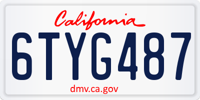 CA license plate 6TYG487