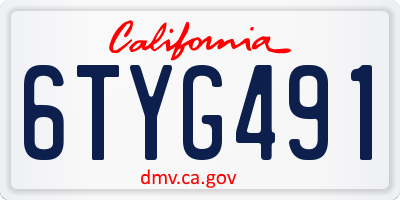 CA license plate 6TYG491