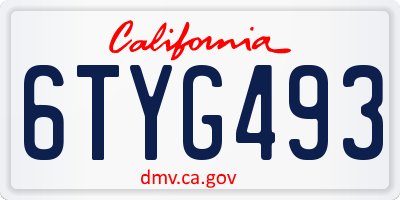 CA license plate 6TYG493