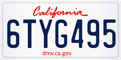 CA license plate 6TYG495