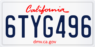 CA license plate 6TYG496