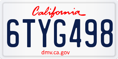 CA license plate 6TYG498