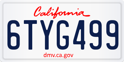 CA license plate 6TYG499