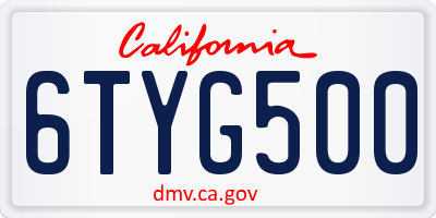 CA license plate 6TYG500